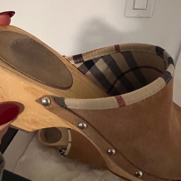 Burberry Tan Suede Nova Check Mule Clogs - Picture 2 of 10